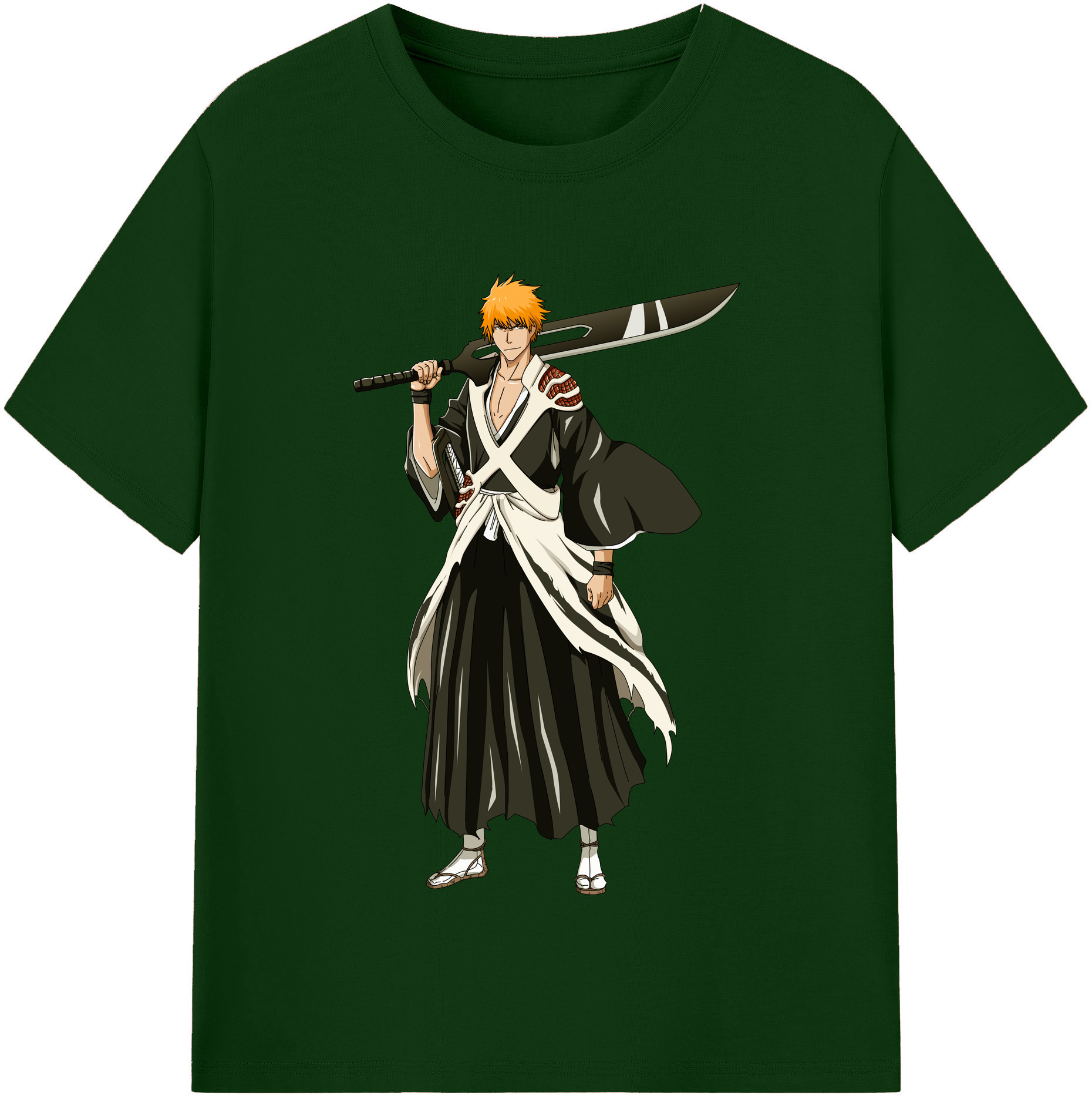 （画像用） ブリーチ 黒崎一護（くろさき いちご）BLEACH Kurosaki Ichigo 綿100％半袖Tシャツ（フロントプリント）